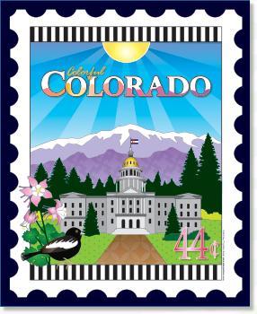 State Panel Print U.S. State Stamps Panel - Old Country Store Fabrics