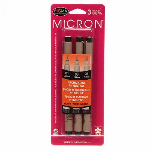 Pigma Micron Pen Set 3 Sizes Black