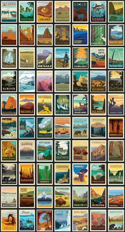 National Parks Posters 24" Panel - Black