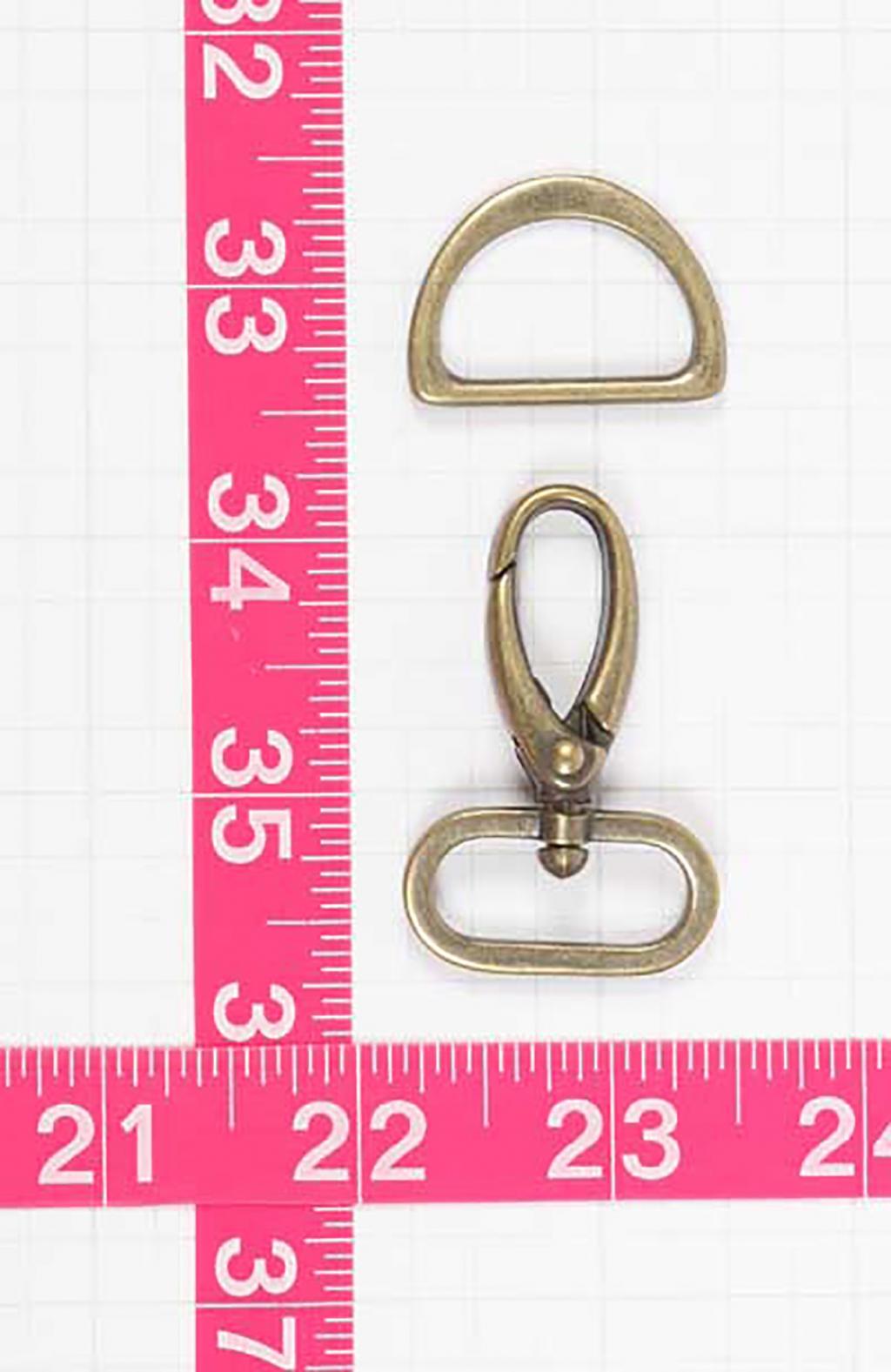 Hardware Set Antique Brass 1in Swivel Hook & D-Ring