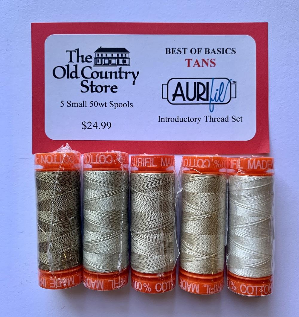Aurifil Best of Basics - TANS - 5 small 50wt Spools Thread Set