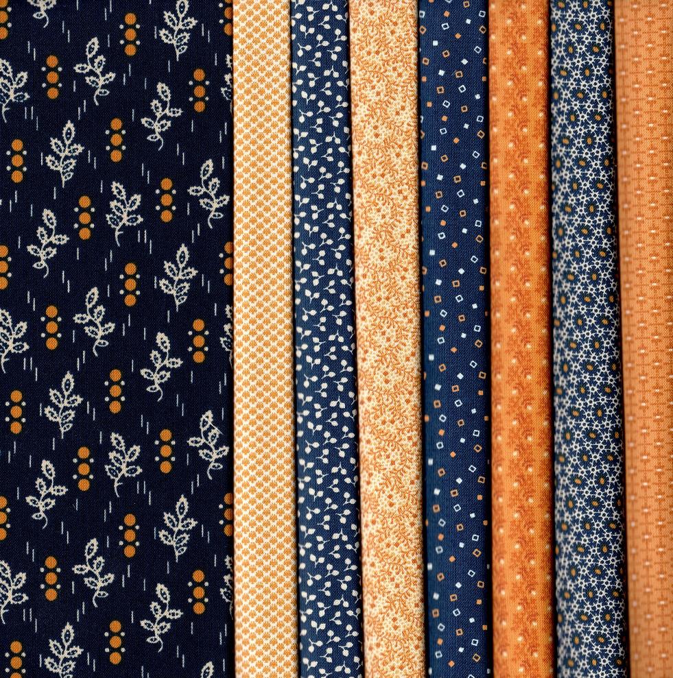 Indigo Cheddar Fabric Pack - 8 Fat Quarters