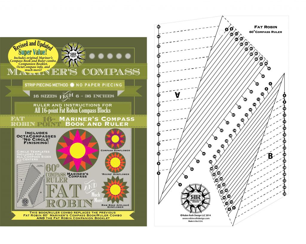 Fat Robin 16-Point Mariner's Compass Book and Ruler Combo