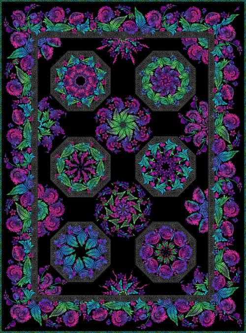 Vivid Kaleidoscope Quilt Kit - Purple