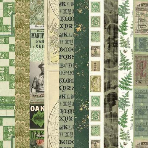 Tim Holtz Palette Green Fabric Pack - 10 Fat Quarters