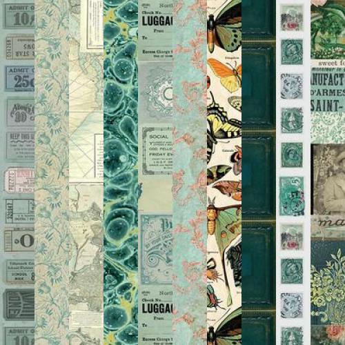 Tim Holtz Palette Teal Fabric Pack - 10 Fat Quarters