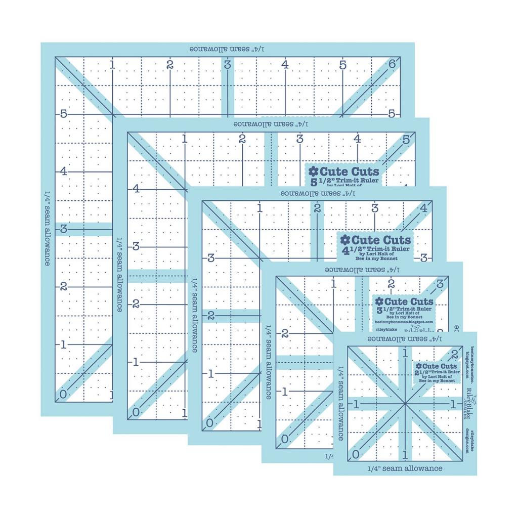 Lori Holt Trim-It Square Ruler Pack - 2½in, 3½in, 4½in, 5½in, and 6½in