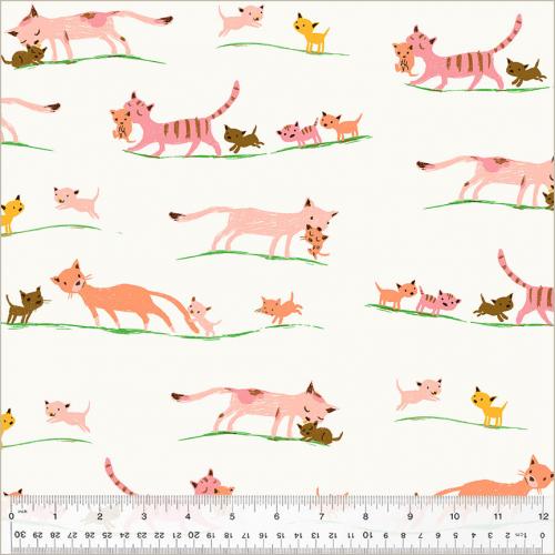 Heather Ross Favorites Marching Cats - Cream