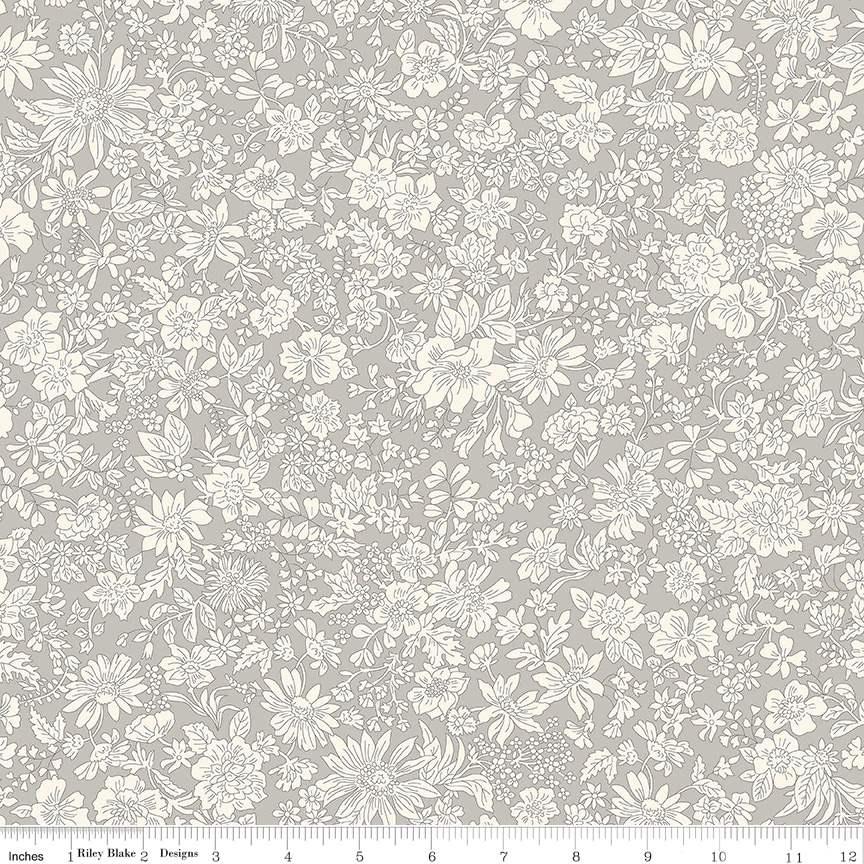 Liberty Fabrics: Emily Blossom Wide-Width Gray