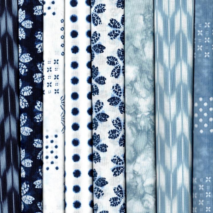 Shibori Blues Fabric Pack - 8 Fat Quarters