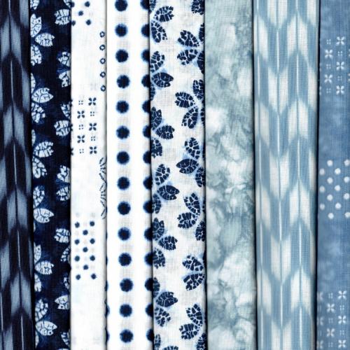 Shibori Blues Fabric Pack - 8 Fat Quarters