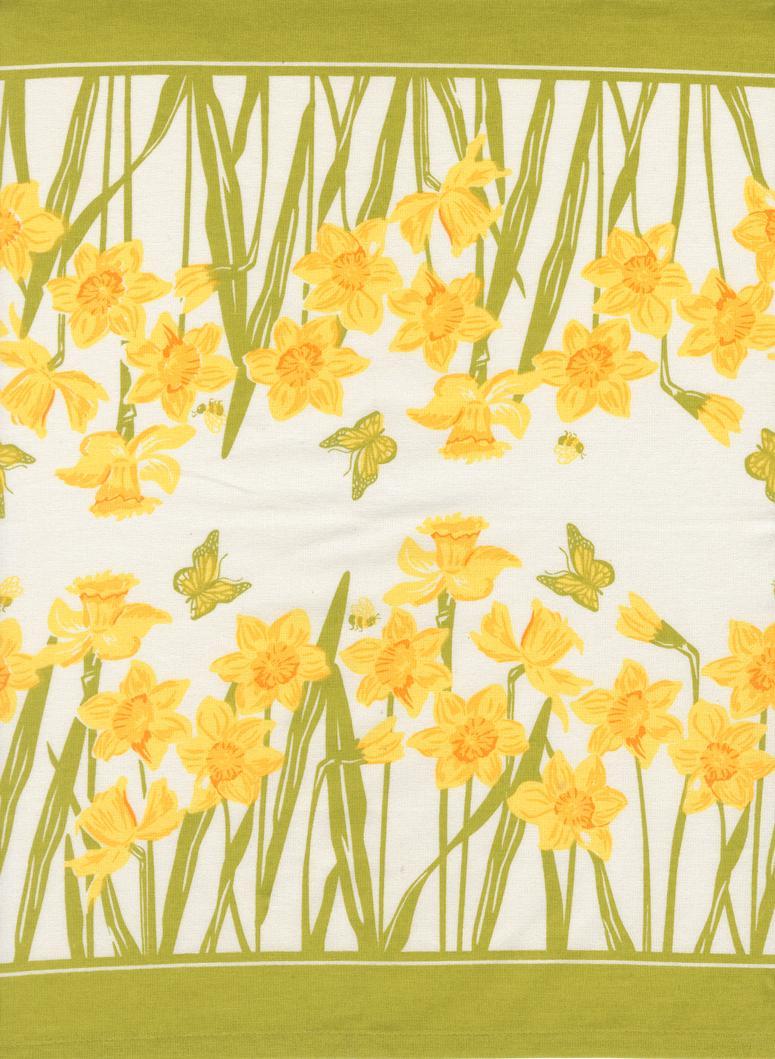 Classic Retro Floral Toweling Yellow