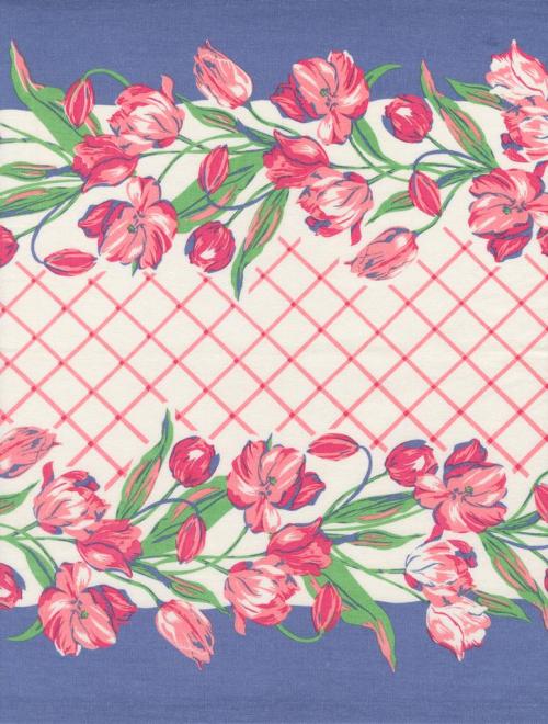 Classic Retro Floral Toweling Purple