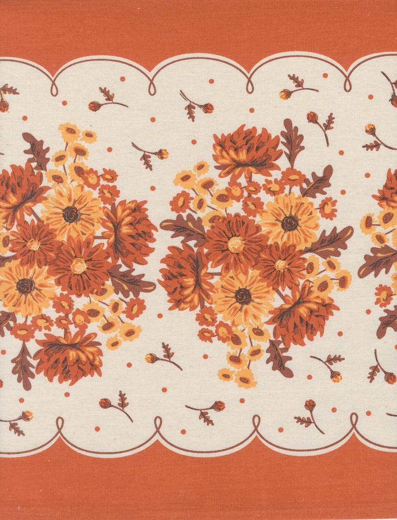 Classic Retro Floral Toweling Orange