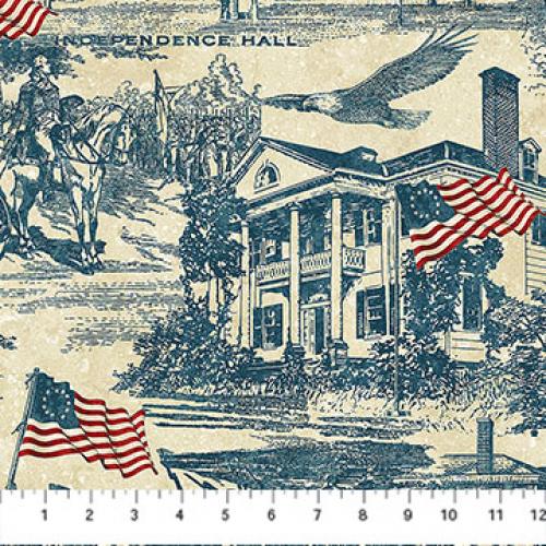 America 250 Toile Blue-Beige
