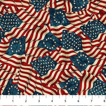 America 250 Flags Backing Beige Multi