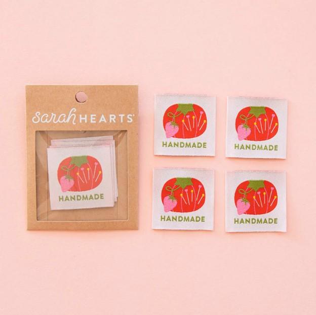 Sarah Hearts Woven Labels - Handmade