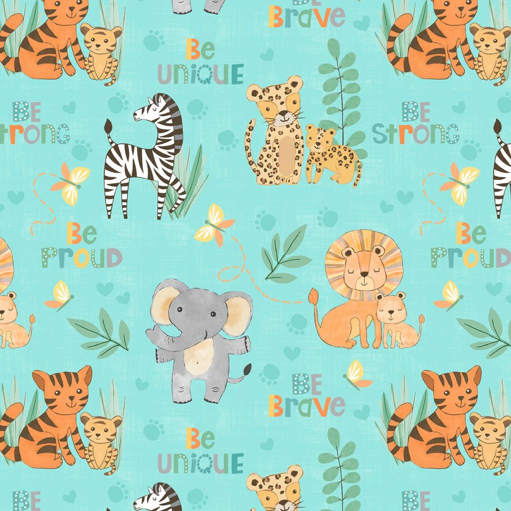 Safari Snuggles All Over Critters Teal