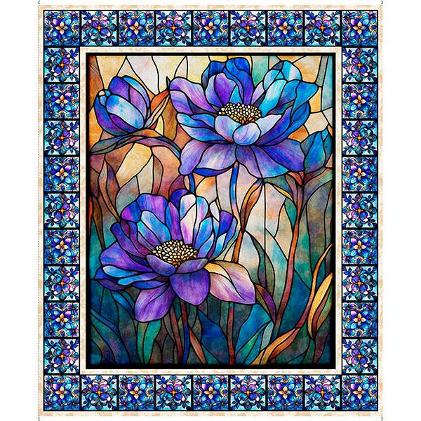 Mosaic Blooms Stained Glass Floral Panel - Multi