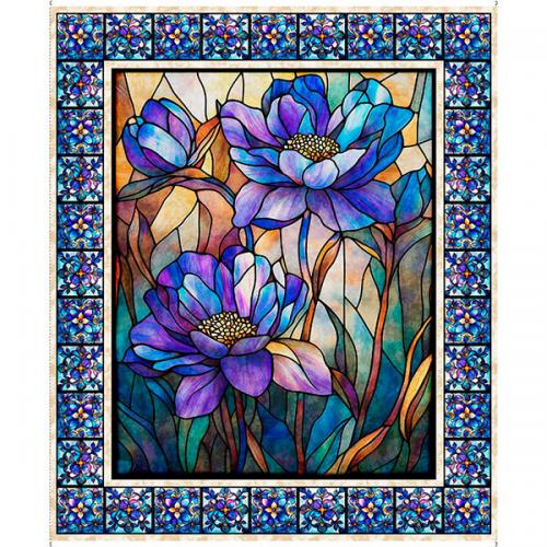 Mosaic Blooms Stained Glass Floral Panel - Multi