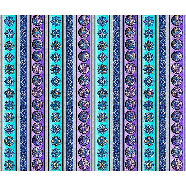 Mosaic Blooms Stained Glass Floral Borders Stripe - Multi