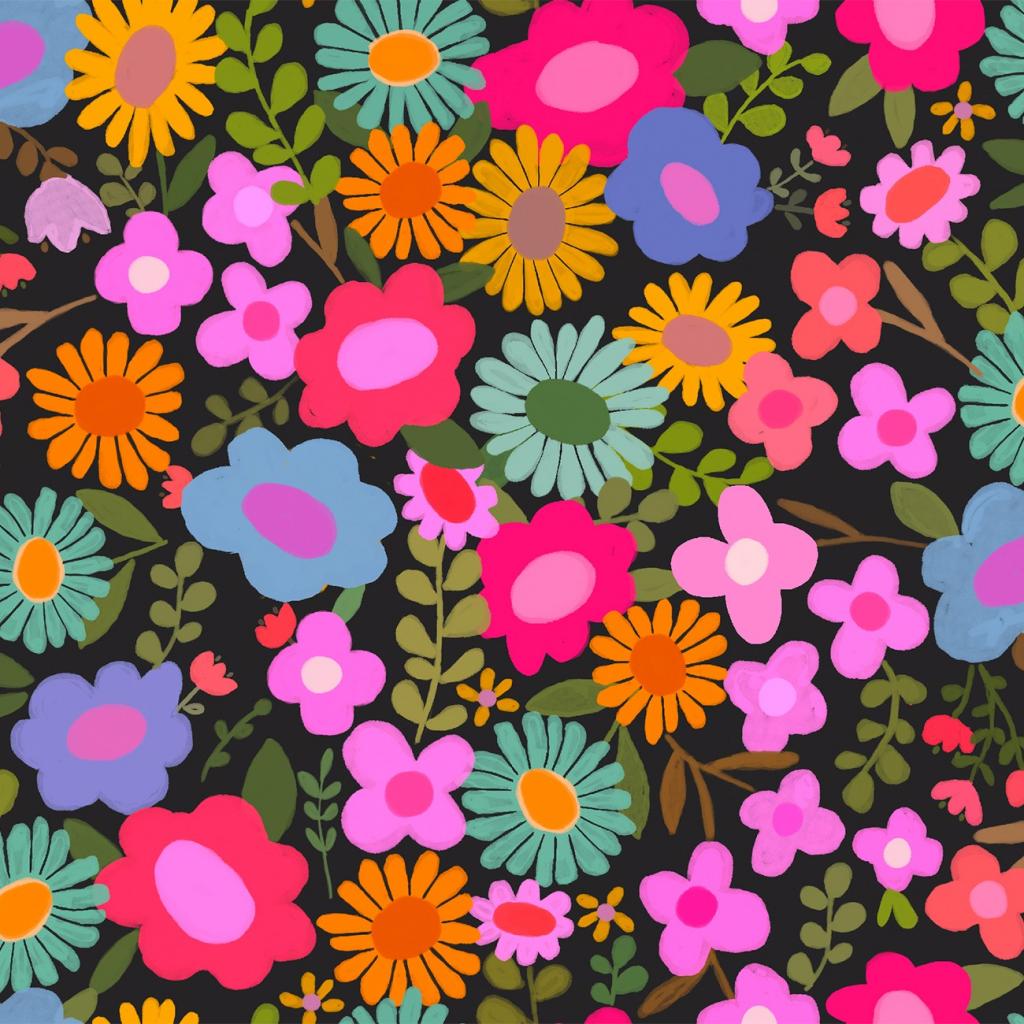 Every Home Field of Flowers Black