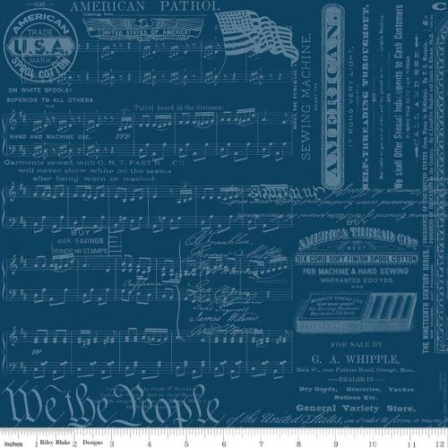 Sew America Patriotic Text Blue