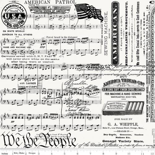 Sew America Patriotic Text Off White