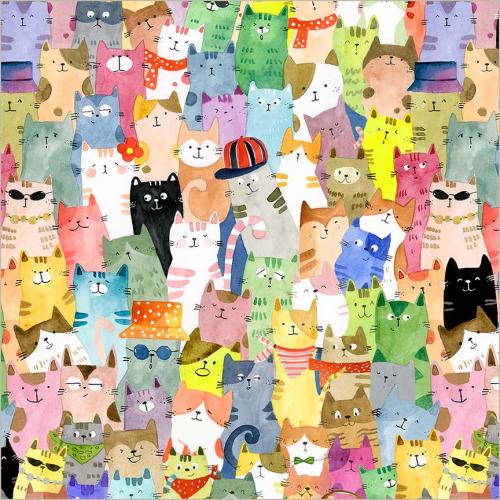 Cats Around Town Full of Purrsonality 108" Quilt Back