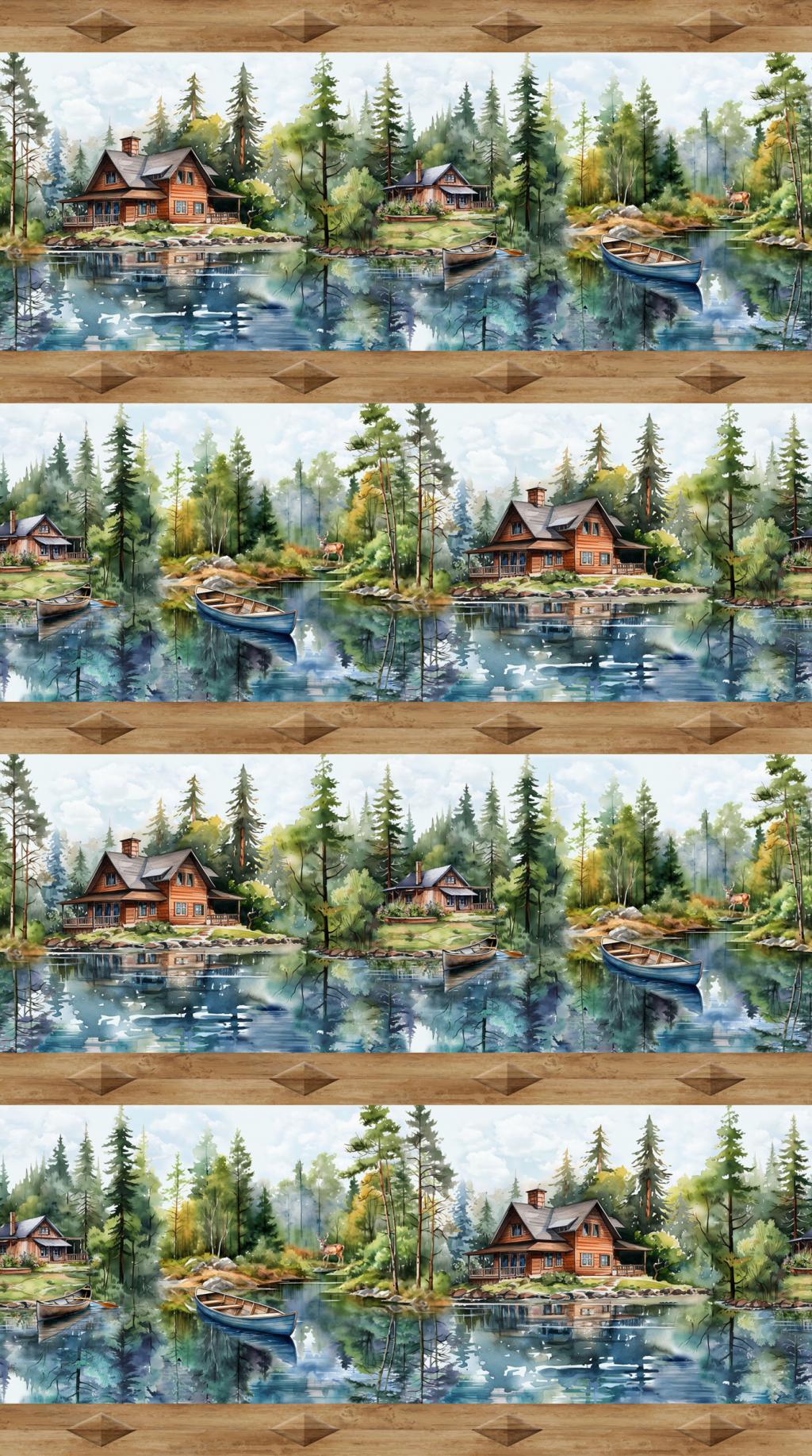 Lakeside Retreat Border Stripe Brown Multi