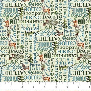 Lakeside Retreat Words Lt Green Multi