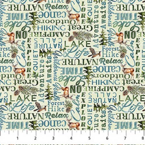 Lakeside Retreat Words Lt Green Multi