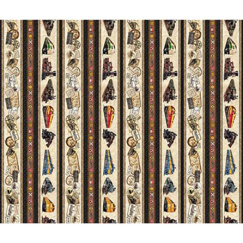 Steam & Steel Train Border Stripe Multi
