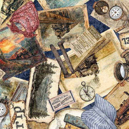 Steam & Steel Train Ephemera Blue