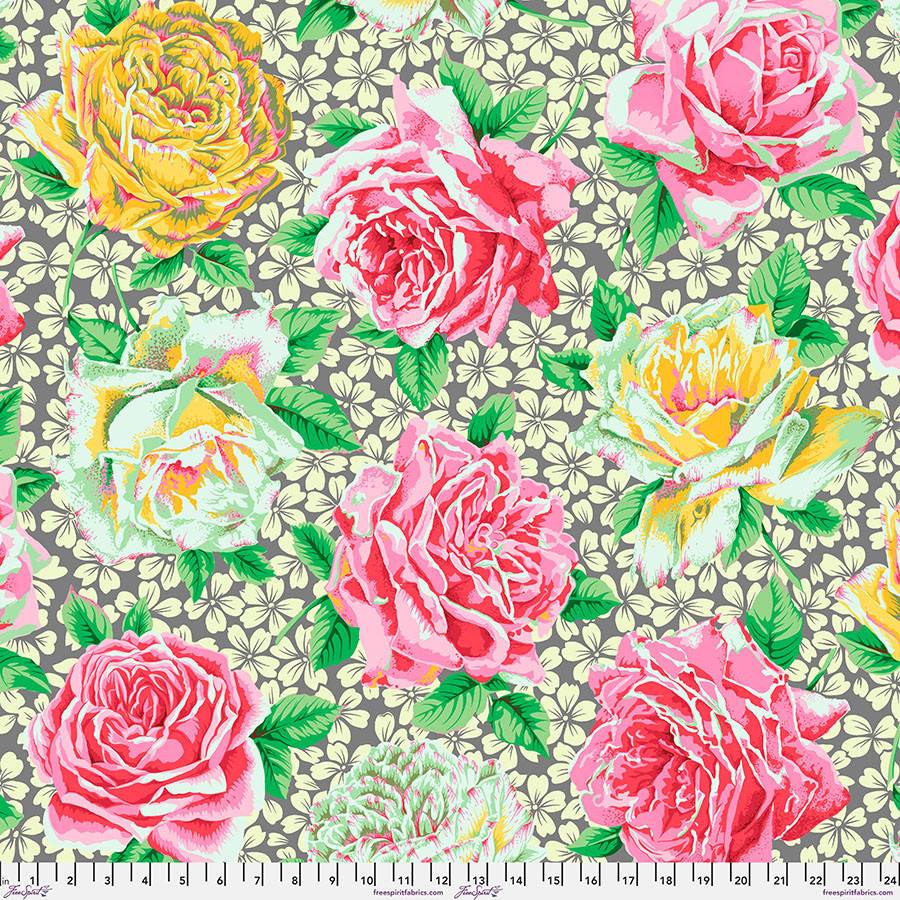 Kaffe Fassett Collective: February 2026 Rose Bloom - Grey