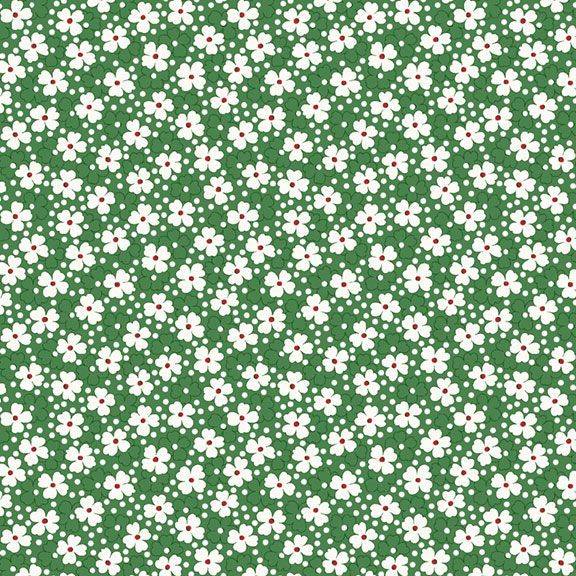 Aunt Grace Goes Bold Small Flowers Green