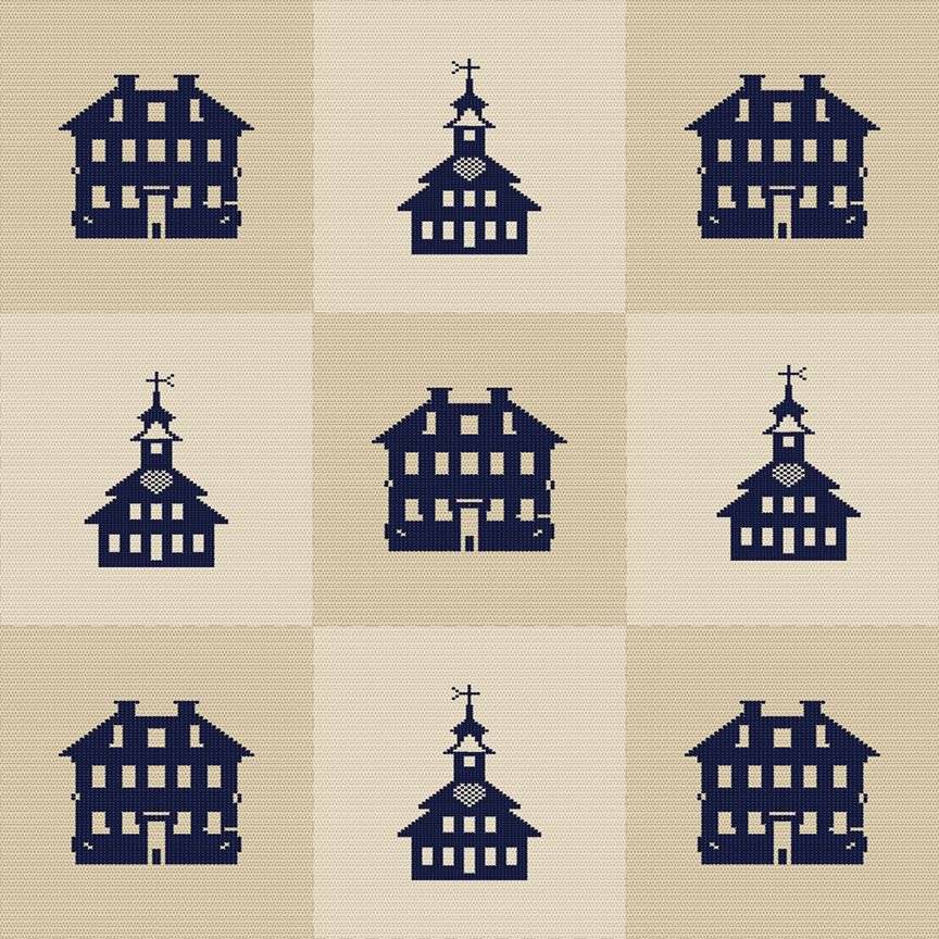 Indigo Schoolhouse Patchwork Beige