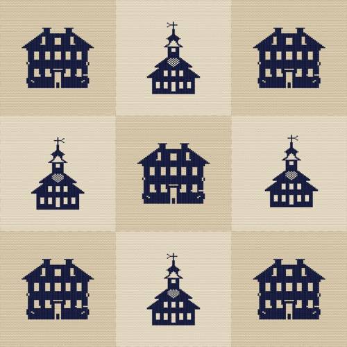 Indigo Schoolhouse Patchwork Beige