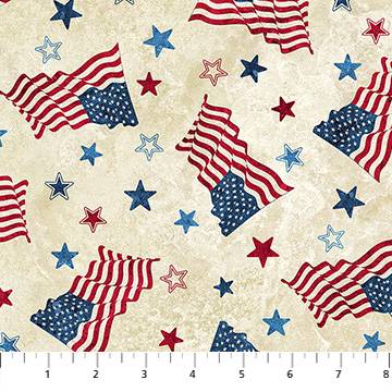 Stars & Stripes Flags and Stars Beige Multi