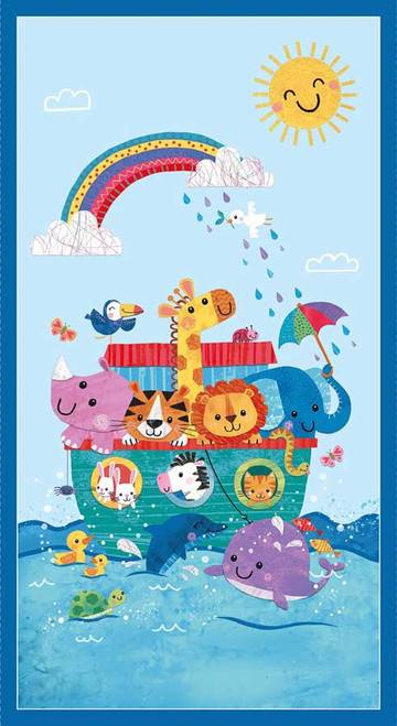 Noah and Friends 24" Panel - Cobalt
