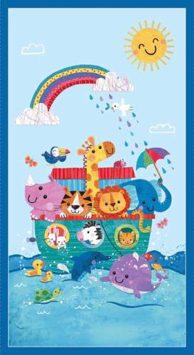Noah and Friends 24" Panel - Cobalt