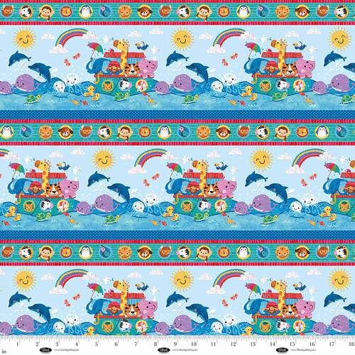 Noah and Friends Border Stripe - Light Blue