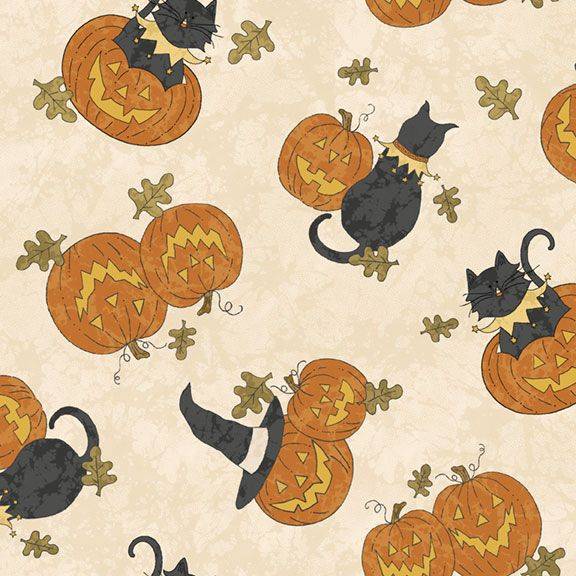 Halloween Haunts Tossed Cats & Pumkins Multi