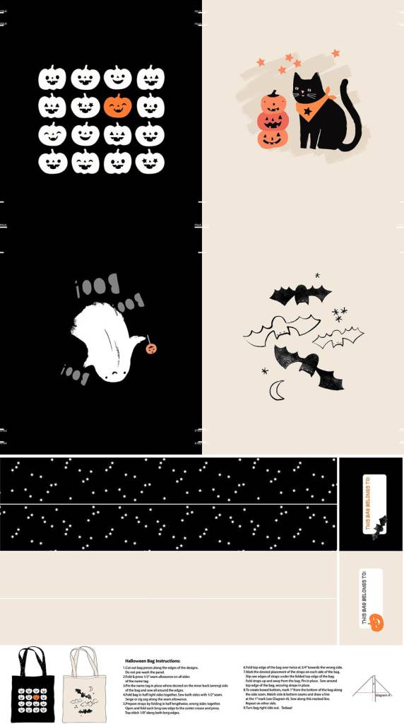 Sweet Treats Bag Panel Black - Glow-In-The-Dark