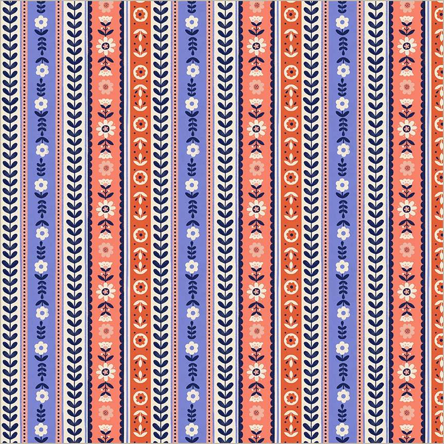 Folky Chicken Ribbon Stipe - Cobalt