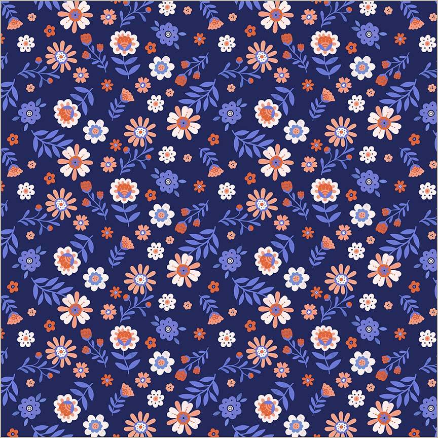 Folky Chicken Folky Floral - Indigo
