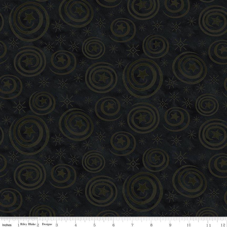 Spooky Stars and Swirls Black