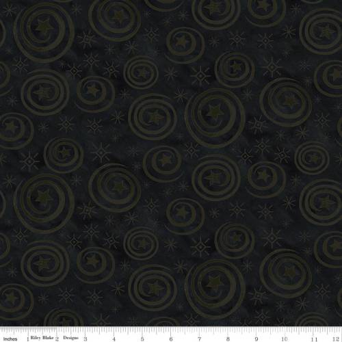 Spooky Stars and Swirls Black