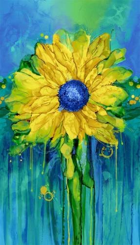 Provence Watercolor Sunflower Panel 24"
