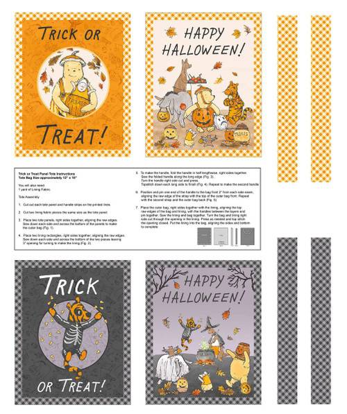 Haunted Acre Wood Trick or Treat Bags Panel - Orange/Purple